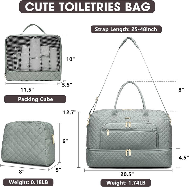LUOCIP Large Women Travel Duffle Bag, Weekender Bags for Women with Shoe Compartment, Carry on Overnight Bag with Toiletry Bag, Gym Duffel Bag with Wet Pocket, Hospital Bags for Labor and Delivery 3 PCS Set - Image 2